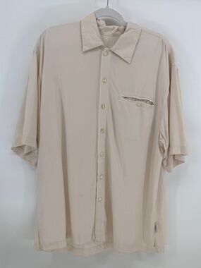 Vintage Straight Down Cream Polynosic Resort Shirt Men’s M Oversized